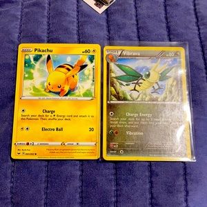 Pikachu Pokémon Card and Vibrava Pokémon Card